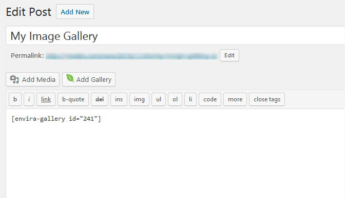 Add Post - Envira Gallery Add Post
