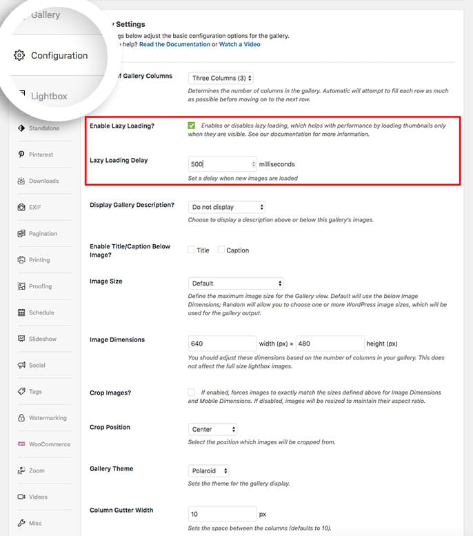 Enable Lazy Loading on the Configuration tab