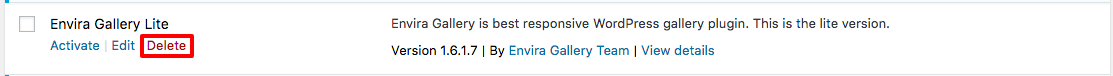 Delete the Envira Lite plugin