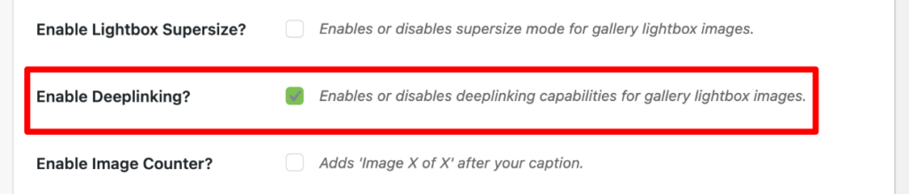 Enable-deeplinking - Envira Gallery Enable deeplinking