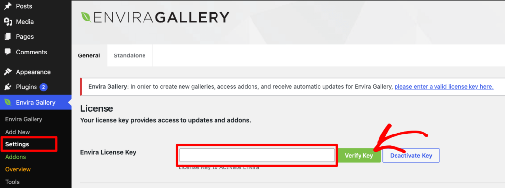Envira Gallery Verify License Key 1 - Envira Gallery Envira Gallery Verify License Key