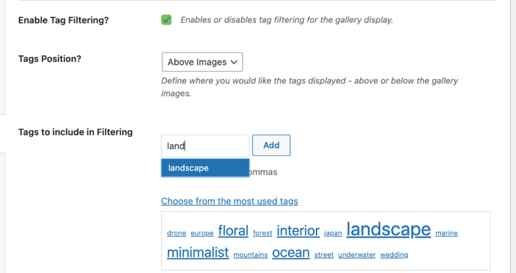 gallery tags to include in filtering 1 1 1 - Envira Gallery gallery tags to include in filtering