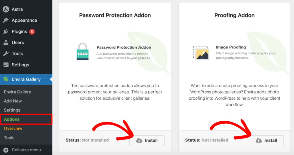 Install Password Protection and Proofing Addons 1 1 - Envira Gallery Install Password Protection and Proofing Addons