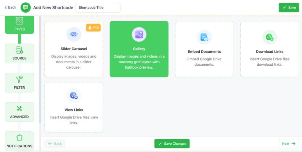 integrate-google-drive-shortcut-builder-options 1 1 - Envira Gallery embed Google Drive files in WordPress - shortcut builder