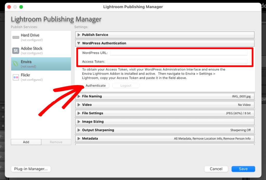 lightroom-classic-authenticate-envira-wordpress 1 1 1 - Envira Gallery Authenticate Envira plugin and WordPress website in Lightroom Classic