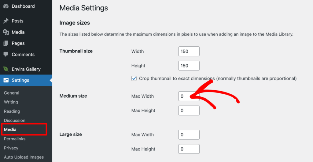 wordpress-disable-image-sizes 1 1 - Envira Gallery Media Settings - stop WordPress from scaling images