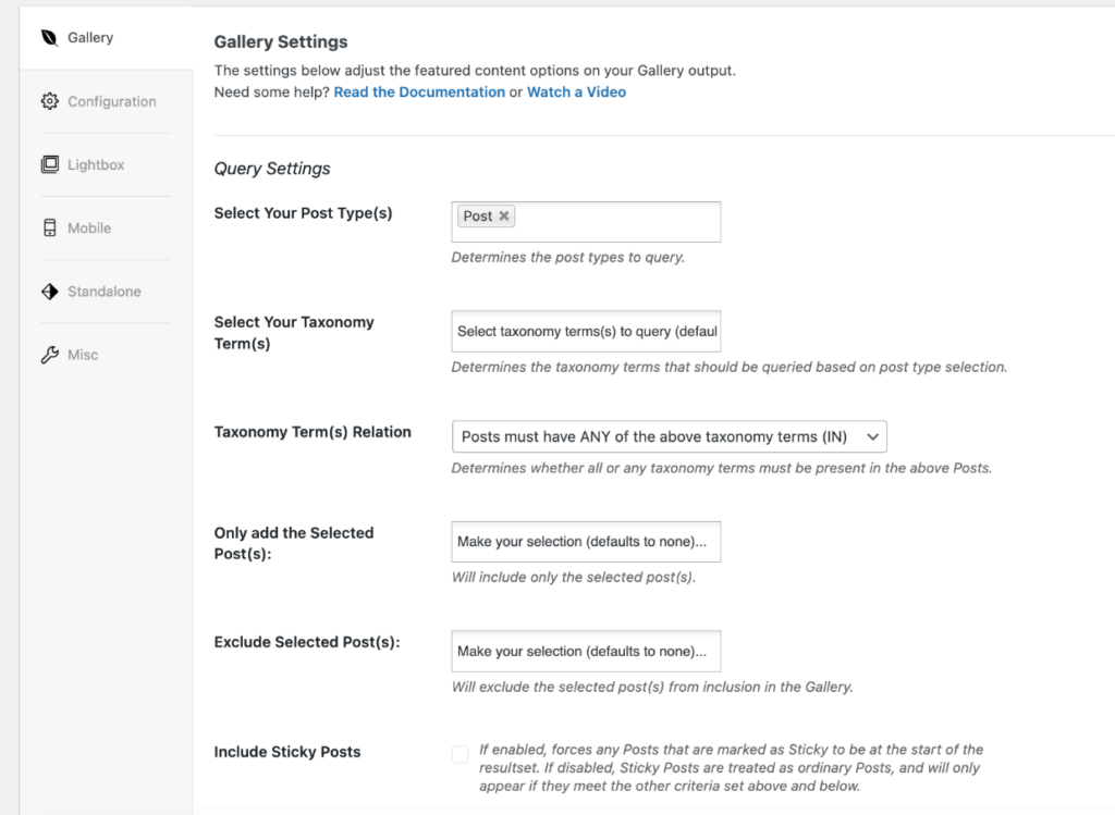WordPress featured gallery settings 1 1 - Envira Gallery WordPress featured gallery settings